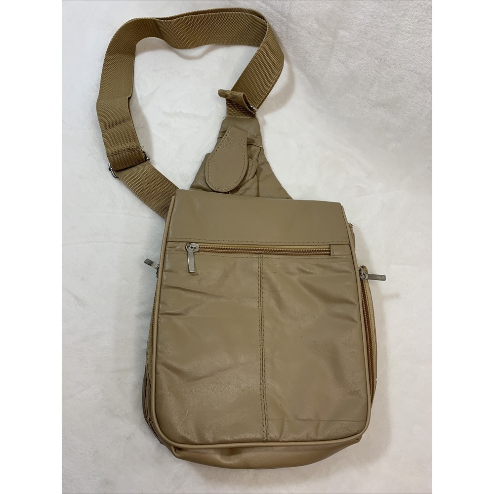 Buxton Genuine Leather Crossbody Expandable‎ Messenger Bag Unisex Vintage Tan